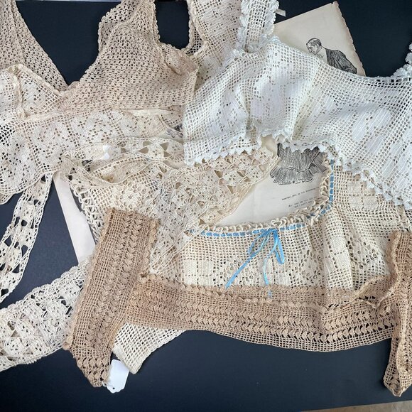 7 Antique Hand Crochet Lace Yokes for Corset Cover, Nightgowns or Camisoles - Picture 5 of 6